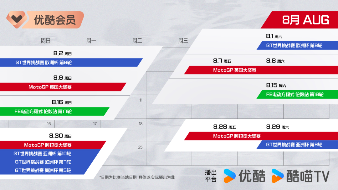开云官网-正式进军赛车领域！MotoGP领衔三大头部赛事齐聚优酷体育